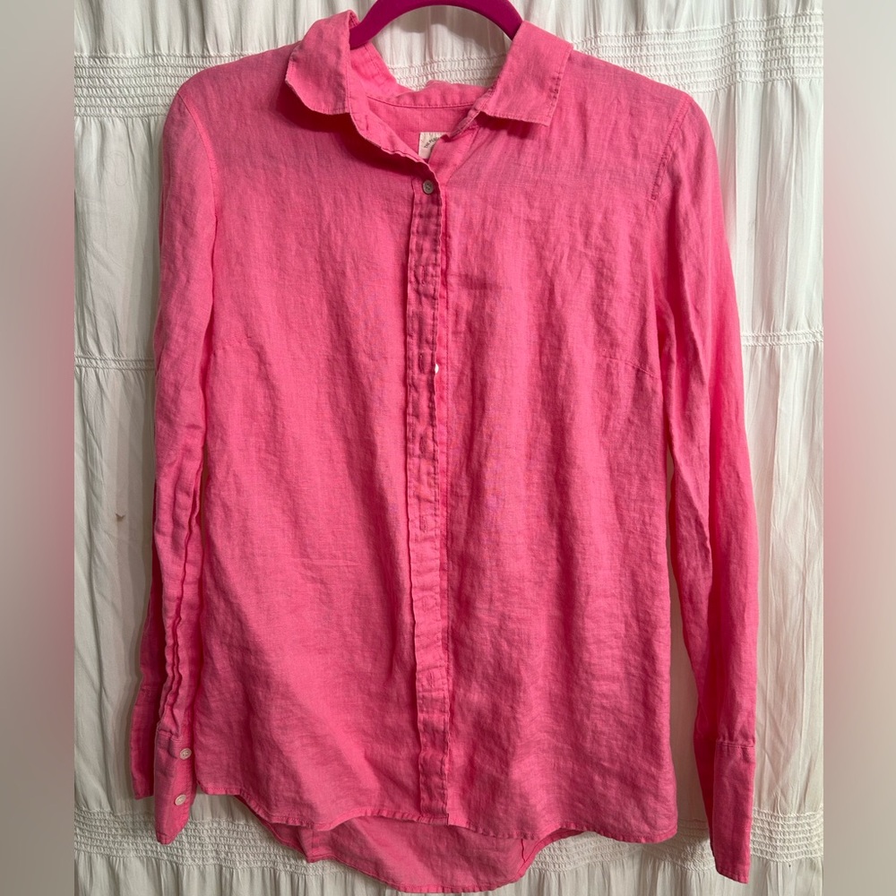 J. Crew Pink Linen Shirt